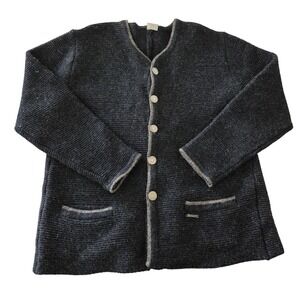 Distler Original Vintage Dark Grey Shetland Wool Button Cardigan Italy Sz 48/XL
